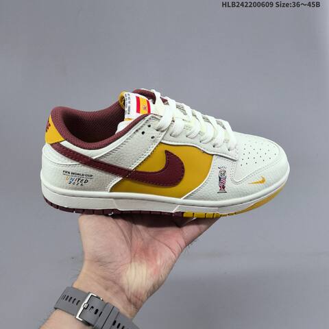 Nike Dunk SB Low FIFA World Cup 2026 Sail Yellow Burgundy White EU 36-45 Skate Shoe - Unisex (BS-59935)