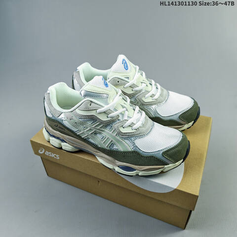 ASICS Gel-NYC White Silver Olive Green Cream EU 36-47 Running Shoe Running Sneakers - Unisex (BS-69207)