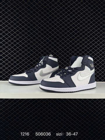Jordan Air Jordan 1 High White Navy Silver EU 36-47 Basketball Shoe - Unisex (BS-80050)