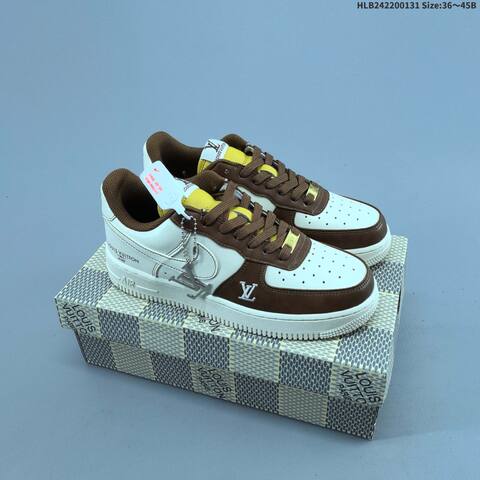 Nike Air Force 1 07 LV8 White Brown Yellow EU 36-45 Skate Shoe - Unisex (BS-61618)