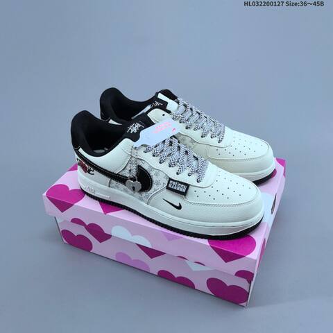 Nike Air Force 1 07 Low Off White Black Burgundy Gray EU 36-45 Skate Shoe - Unisex (BS-61715)