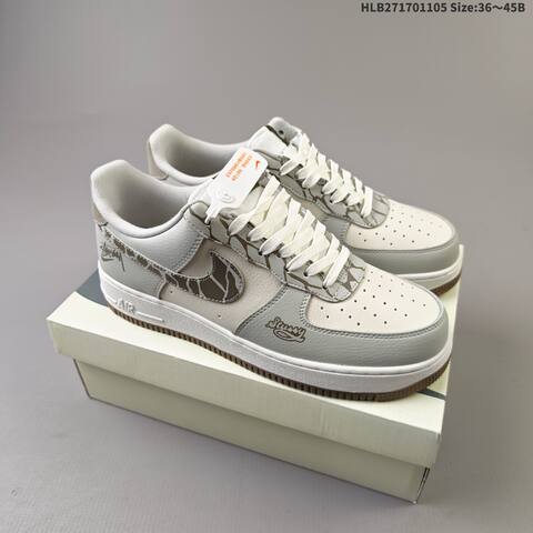 Nike Air Force 1 07 XJ9168 004 Light Grey Off White Brown White EU 36 45 Sneaker EU 36-45 - Unisex (BS-63882)