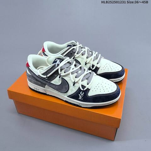 Nike SB Dunk Low Retro DIY Louis Vuitton Off White Navy Grey Red EU 36-45 Skate Shoe - Unisex (BS-62292)