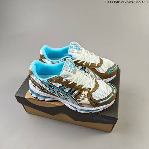 ASICS Gel-Kayano 12 1 White Brown Silver Light Blue EU 36-45 Running Shoe Running Sneakers - Unisex (BS-69162)