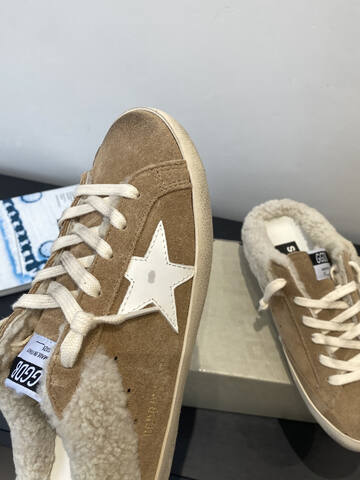 Golden Goose Super Star Sabot Shearling tan cream white